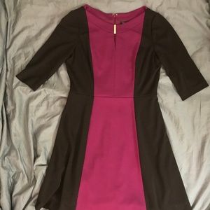 Tahari 3/4 Sleeve Dress - Purple & Black